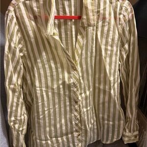 Zara Olive and White Striped Shirt